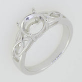14K White Gold Semi Mount Ring Setting Round RD 8x8mm Celtic Knot - Syzjewelry